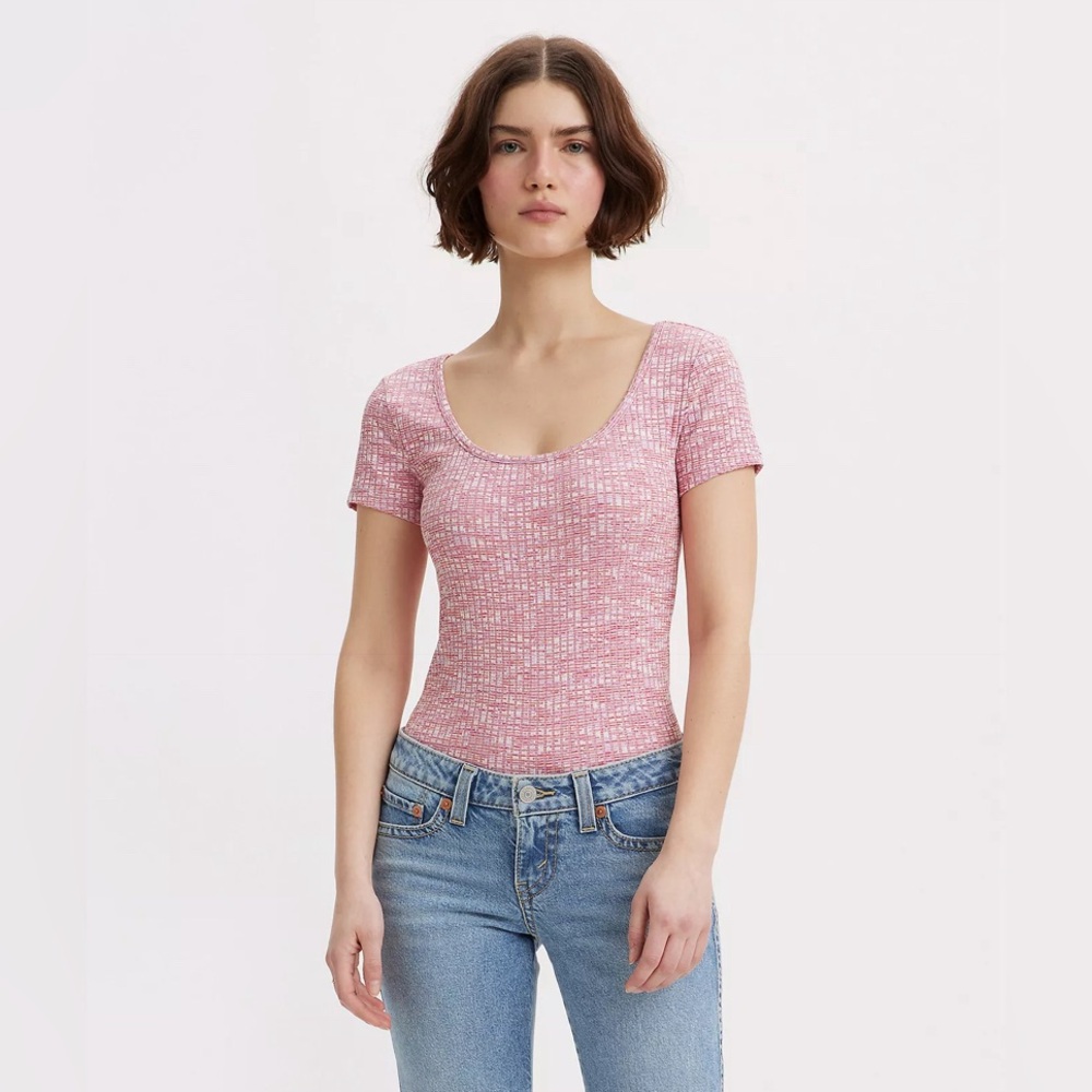 NWT sold out Levi’s BODEGA OPEN NECK SHORT SLEEVE SHIRT color space dye Red sz S